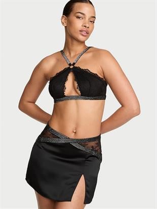 Işıltılı Askılı Halter Yaka Bralet & Mini Etek Takımı