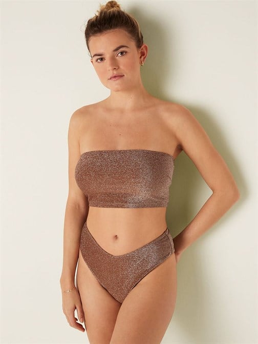 Işıltılı Askısız Bikini Üstü