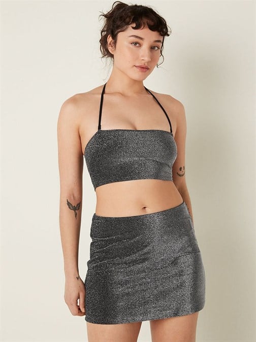 Işıltılı Askısız Bikini Üstü