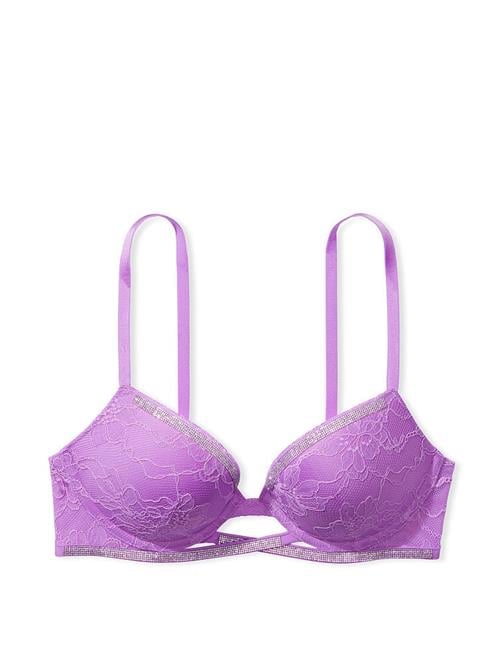 Işıltılı Çapraz Askılı Dantelli Push-Up Sütyen