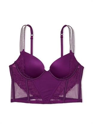 Işıltılı Çift Askılı Dantelli Push-Up Korse Büstiyer