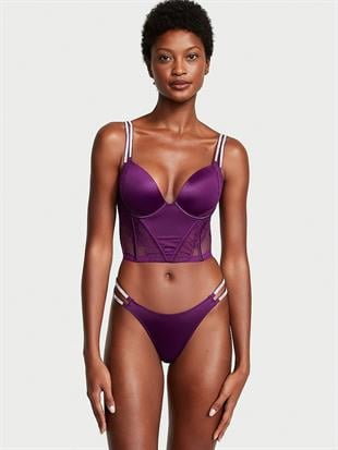 Işıltılı Çift Askılı Dantelli Push-Up Korse Büstiyer