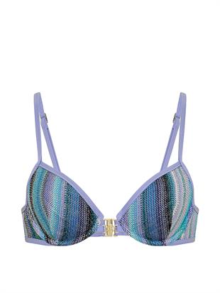Işıltılı Çizgili Balkonet Bikini Üstü