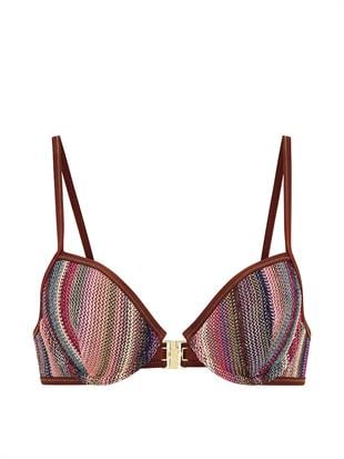Işıltılı Çizgili Balkonet Bikini Üstü
