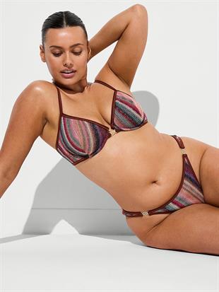 Işıltılı Çizgili Brazilian Bikini Altı
