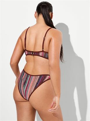 Işıltılı Çizgili Brazilian Bikini Altı