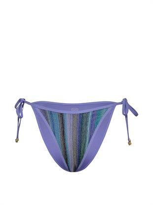Işıltılı Çizgili Yandan Bağlamalı Cheeky Bikini Altı