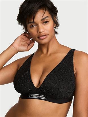 Işıltılı Dantelli Logolu Balensiz Dekolteli Bralet