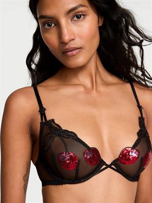 Işıltılı Payet İşlemeli Desteksiz Demi Sütyen