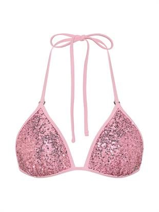Işıltılı Üçgen Bikini Üstü
