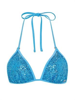 Işıltılı Üçgen Bikini Üstü