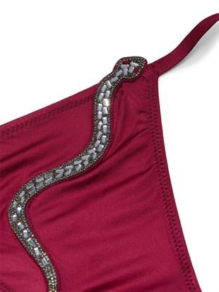 Işıltılı Yılan İşlemeli Ayarlanabilir String Bikini Külot