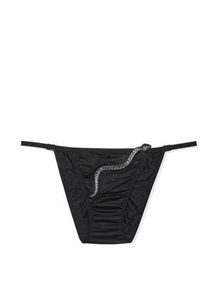 Işıltılı Yılan işlemeli Ayarlanabilir String Bikini Külot