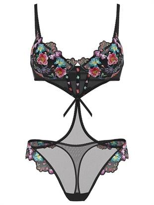 İşlemeli Hafif Dolgu Destekli Dekolteli Demi Teddy