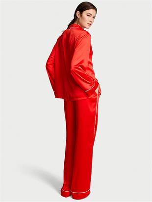 Kalp Detaylı Glazed Saten Pijama Takımı