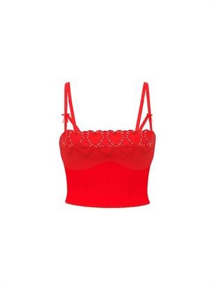 Kalp İşlemeli Desteksiz Büstiyer