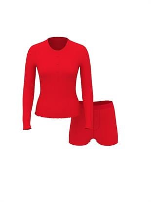 Kalpli Pointelle Kısa Pijama Takımı