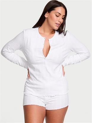 Kalpli Pointelle Kısa Pijama Takımı