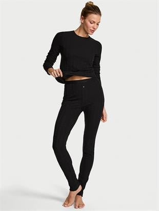 Kalpli Pointelle Uzun Pijama Takımı