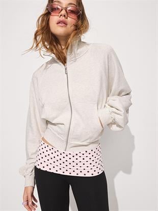 Kampüs Dik Yaka Fermuarlı Sweatshirt