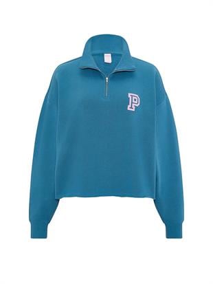 Kampüs Fermuarlı Balıkçı Yaka Sweatshirt