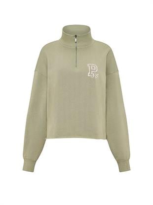 Kampüs Fermuarlı Balıkçı Yaka Sweatshirt