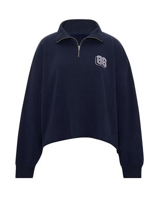 Kampüs Fermuarlı Balıkçı Yaka Sweatshirt