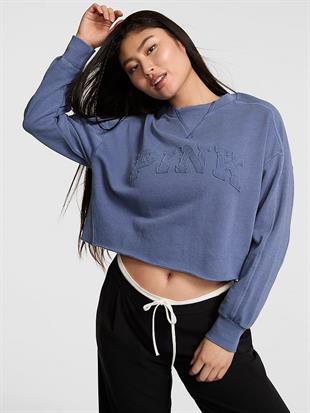 Kampüs Kıvrımlı Kenar Bisiklet Yaka Sweatshirt