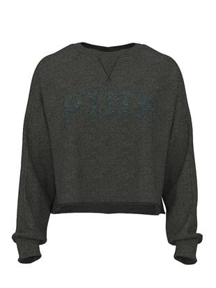 Kampüs Kıvrımlı Kenar Bisiklet Yaka Sweatshirt