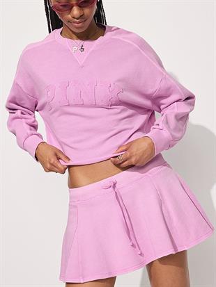 Kampüs Kıvrımlı Kenar Bisiklet Yaka Sweatshirt