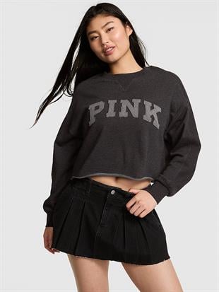 Kampüs Kıvrımlı Kenar Bisiklet Yaka Sweatshirt