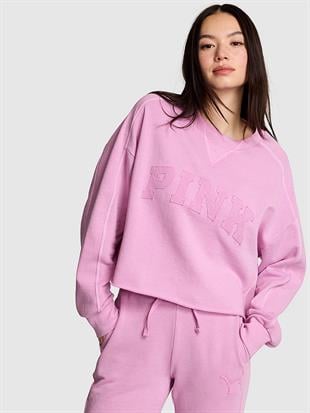 Kampüs Kıvrımlı Kenar Bisiklet Yaka Sweatshirt