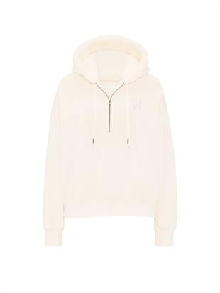 Kampüs Yarım Fermuarlı Kapüşonlu Sweatshirt