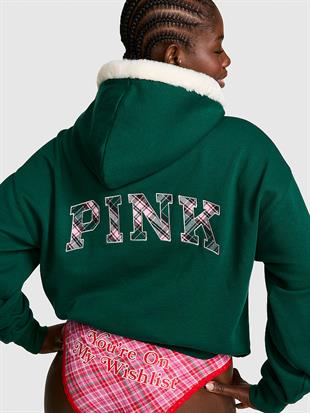 Kampüs Yarım Fermuarlı Kapüşonlu Sweatshirt