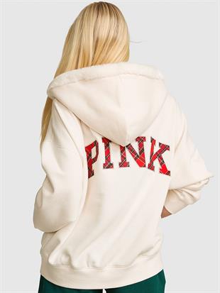 Kampüs Yarım Fermuarlı Kapüşonlu Sweatshirt