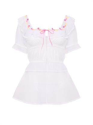 Kelebek İşlemeli Tül Babydoll Takımı