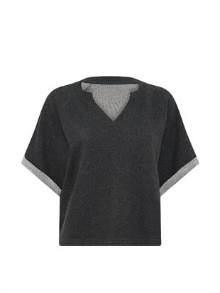 Kısa Kollu Bisiklet Yaka Sweatshirt