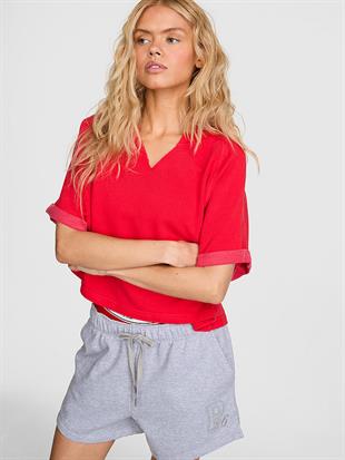 Kısa Kollu Bisiklet Yaka Sweatshirt
