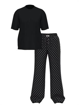 Kısa Kollu Tişört &Flannel Pijama Takım