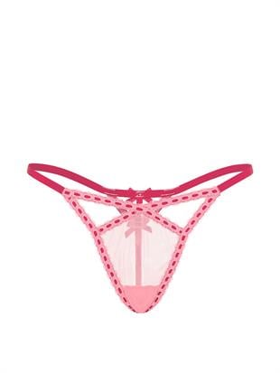 Kurdele Detaylı Tül V-String Külot