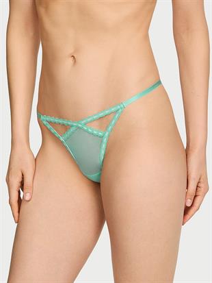 Kurdele Detaylı Tül V-String Külot
