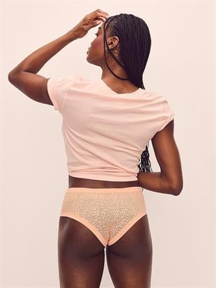 Lazer Kesim Leoparlı Dantelli Cheeky Külot
