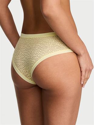 Lazer Kesim Leoparlı Dantelli Cheeky Külot
