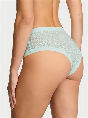 Lazer Kesim Leoparlı Dantelli Cheeky Külot