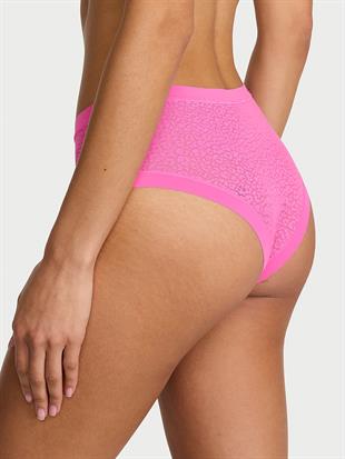 Lazer Kesim Leoparlı Dantelli Cheeky Külot