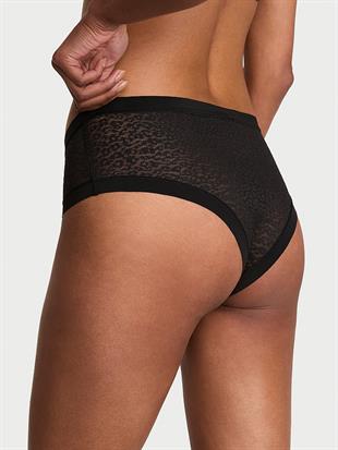 Lazer Kesim Leoparlı Dantelli Cheeky Külot