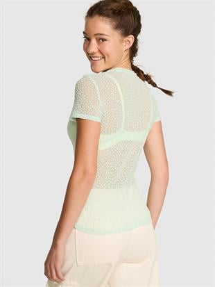 Leopar Desenli Kısa Kollu Tül Tişört