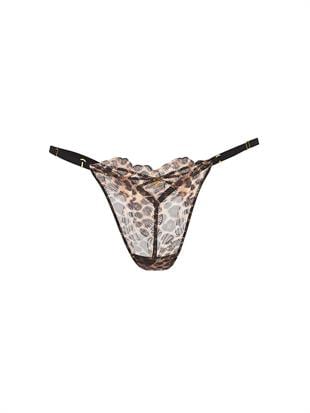 Leoparlı İşlemeli Ayarlanabilir V-String Külot