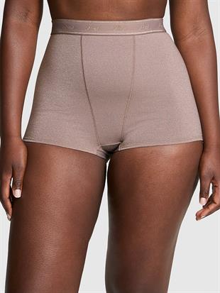 Logo Detaylı Işıltılı Yüksek Bel Boyshort Külot