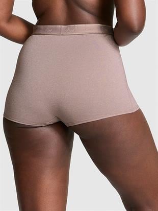 Logo Detaylı Işıltılı Yüksek Bel Boyshort Külot